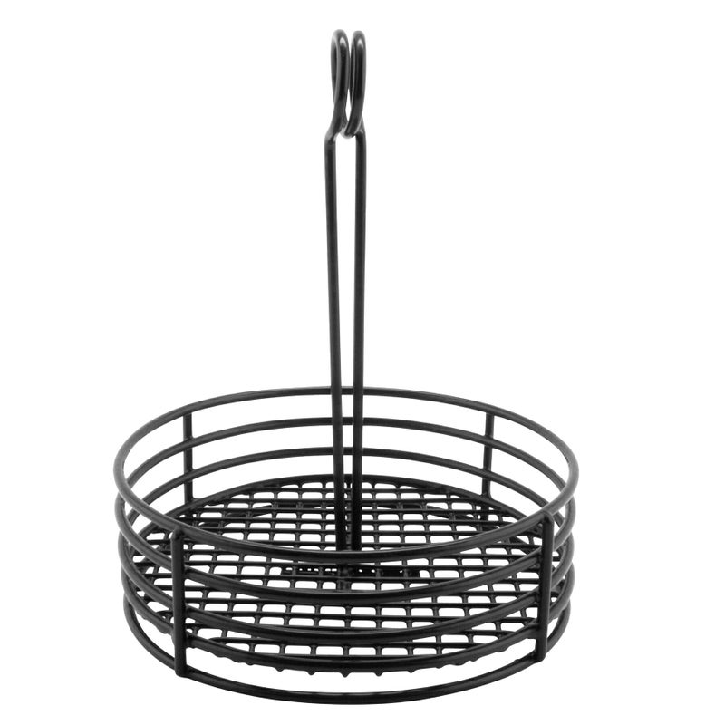 Get G.E.T. 4-31855 Black Round Stainless Steel Condiment Caddy Iron Polyethylene Coated Table Caddies Collection  7.5"" - Image 4